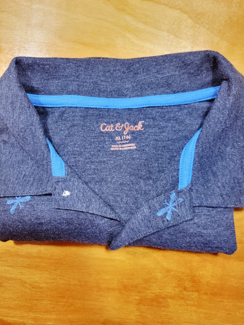 Cat & Jack Navy Heather Polo with Bright Blue Trim